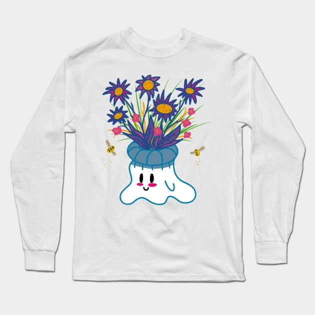 Little Ghost Garden Long Sleeve T-Shirt by nathalieaynie